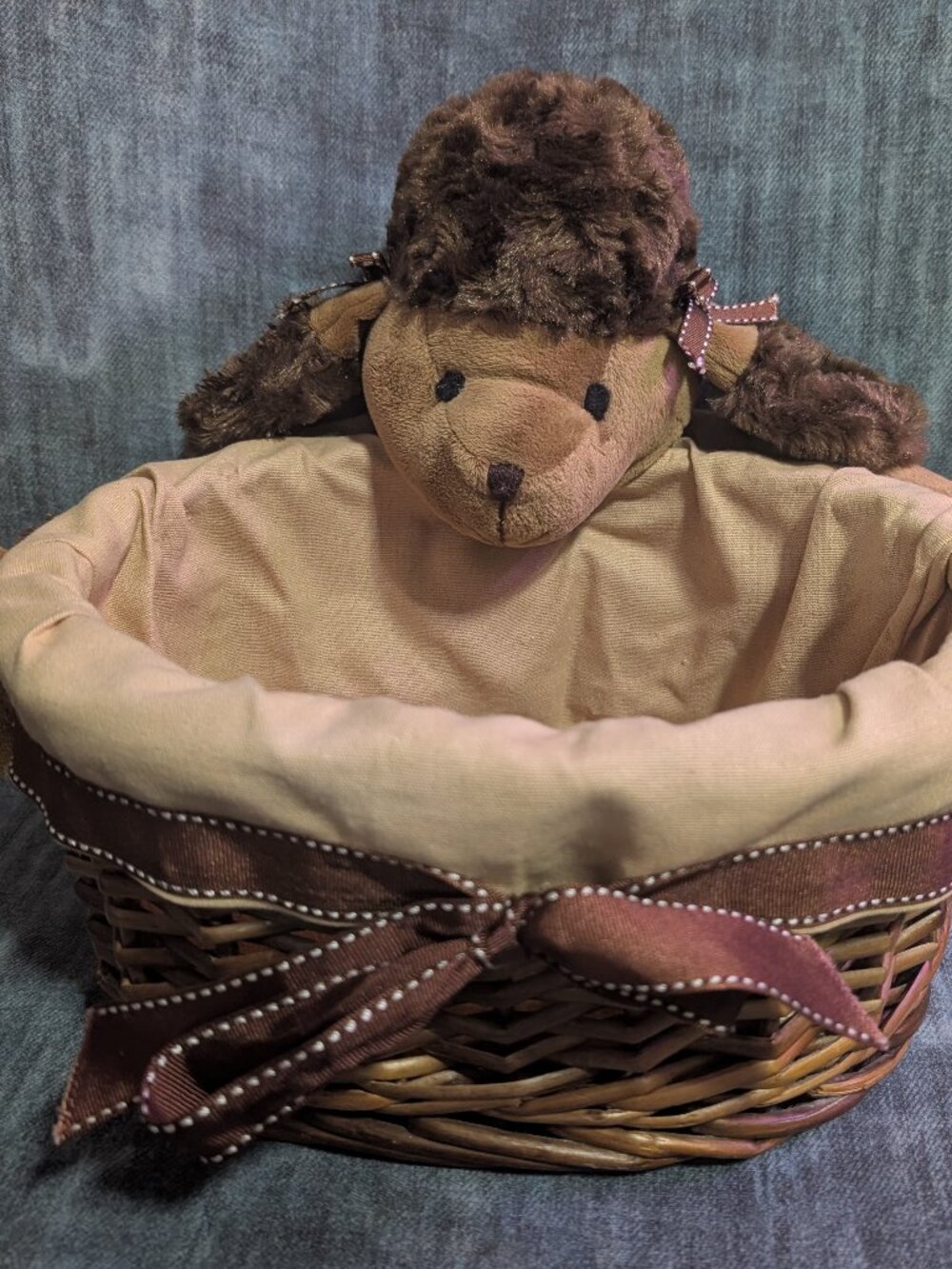 Teddy bear storage basket. Nursery decor